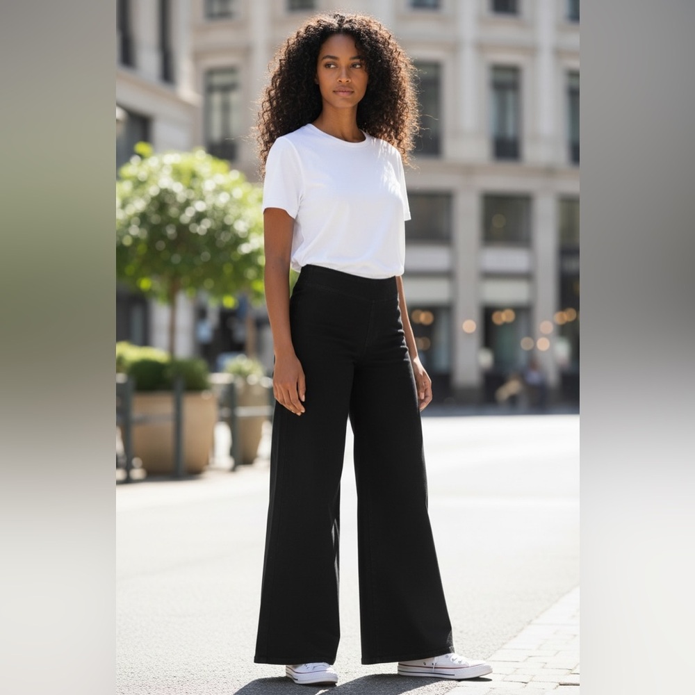 Frame Denim Black Wide-Leg Pants